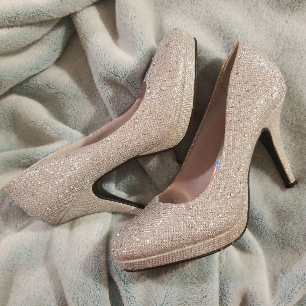 Silver Sparkly formal heels